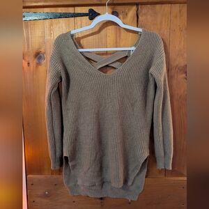 Fashion Nova Brown V-Neck Sweater